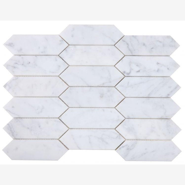 Carrara White Elongated Hexagon Marble Mosaic