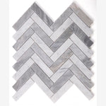 Load image into Gallery viewer, Carrara White &amp; Gray Marble Herringbone 1X4 Mosaic Polished
