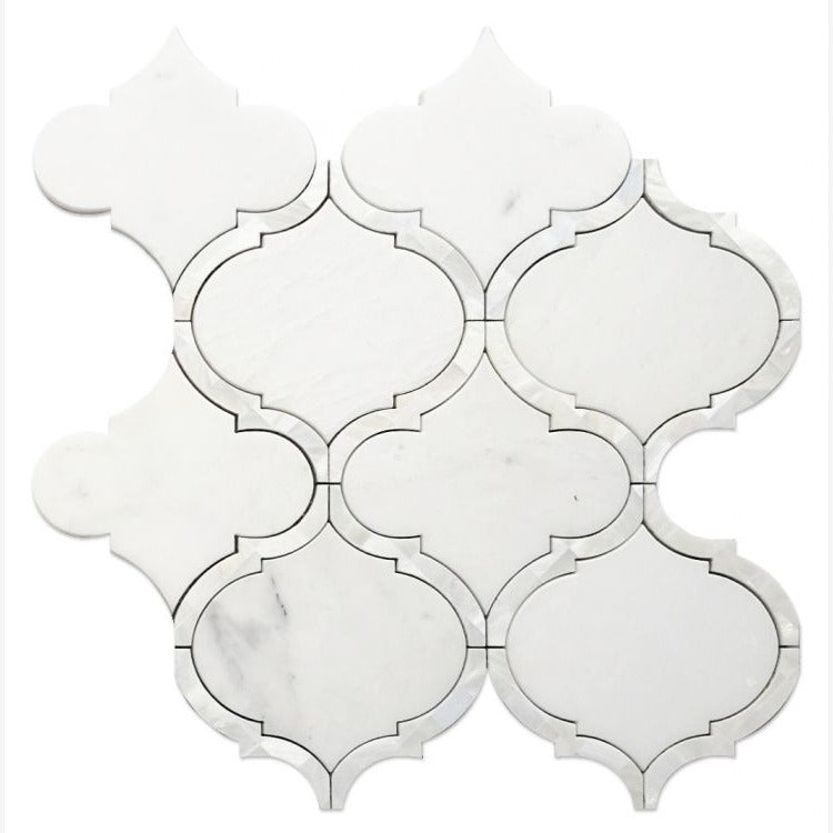 Lexi Pearl White Lantern Arabesque Mosaic Tile
