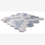 Load image into Gallery viewer, Thassos White &amp; Azul Celeste (Blue) 2&quot; Hexagon Marble Polished
