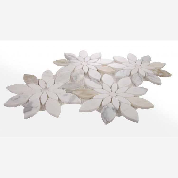 Altessa Calacatta Gold 11.75x13.25 Daisy Mosaic Tile Polished - view 3