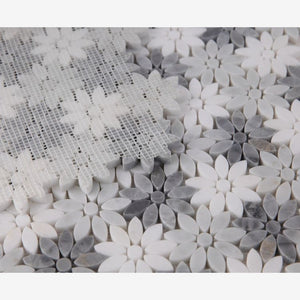 California Gray Mini Daisy Marble Mosaic Tile