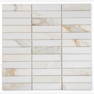 Stacked Calacatta 11.75x11.75 Marble Mosaic Tile