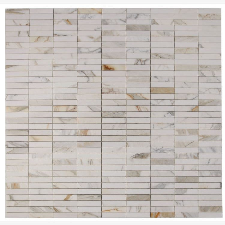 Stacked Calacatta 11.75x11.75 Marble Mosaic Tile