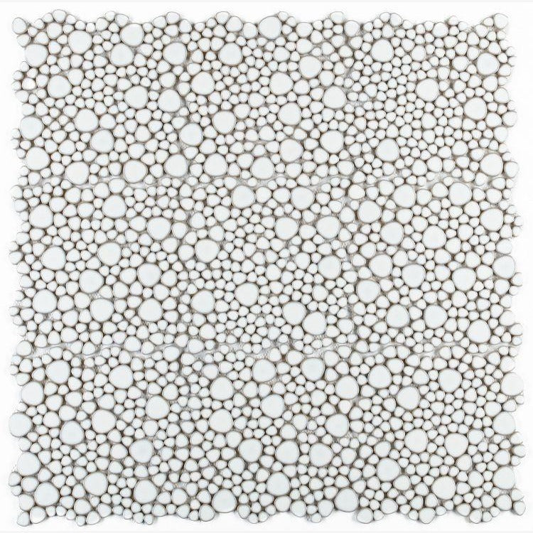 Nevis Whisper White Pebble Mosaic