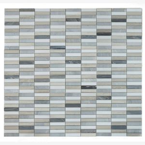 Stacked Blue 11.75x11.75 Marble Mosaic Tile