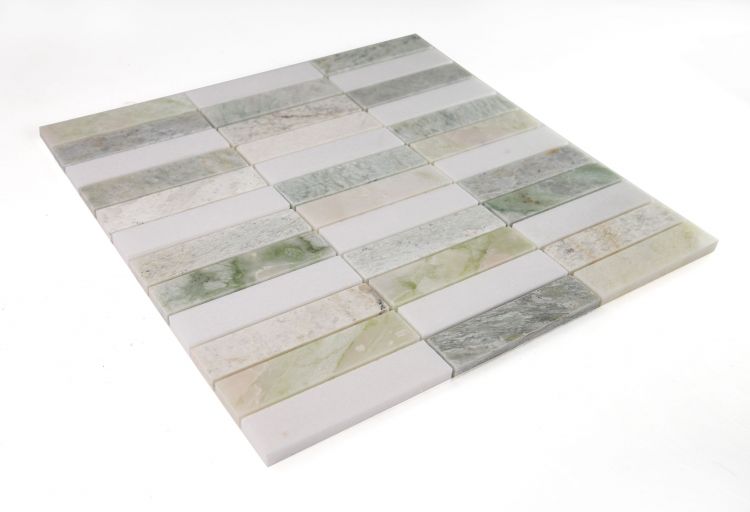 Stacked Green 11.75x11.75 Marble Mosaic Tile