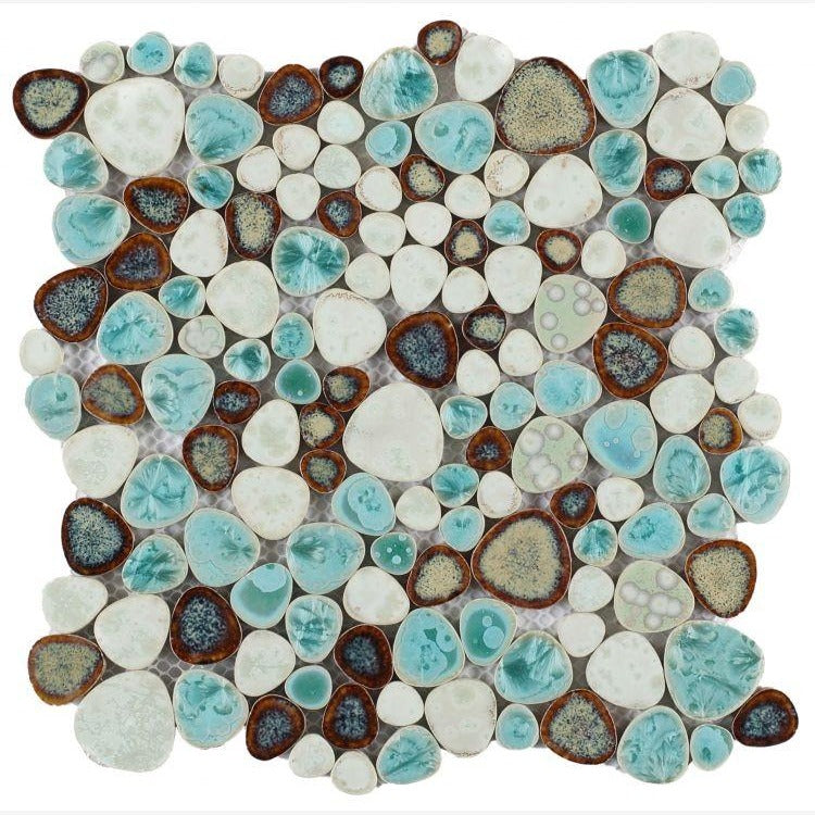 Nevis Dusty Jade Green Pebble Mosaic