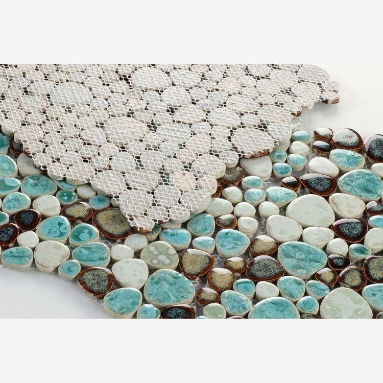 Nevis Dusty Jade Green Pebble Mosaic