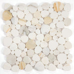 Load image into Gallery viewer, Hudson Calacatta Gold Marble Pebble Mosaic Tile Honed
