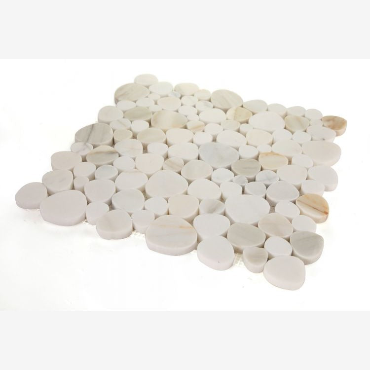 Hudson Calacatta Gold Marble Pebble Mosaic Tile Honed