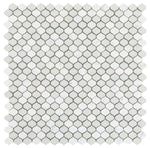 Load image into Gallery viewer, Luxor Carrara Arabesque Crackled Glass Mosaic Tile
