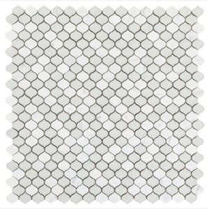 Luxor Carrara Arabesque Crackled Glass Mosaic Tile