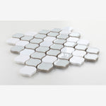 Load image into Gallery viewer, Luxor Carrara Arabesque Crackled Glass Mosaic Tile
