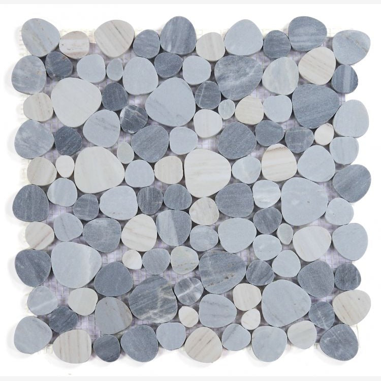 Ceramic Rectangular Pebble Tile Hudson Italian Blue Marble Pebble Mosaic Tile – Tilezz