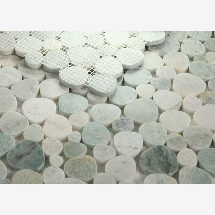 Hudson Verde Marble Pebble Mosaic Tile