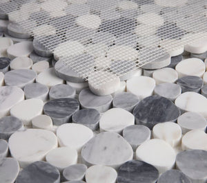 Hudson Calacatta Grey Marble Pebble Mosaic Tile