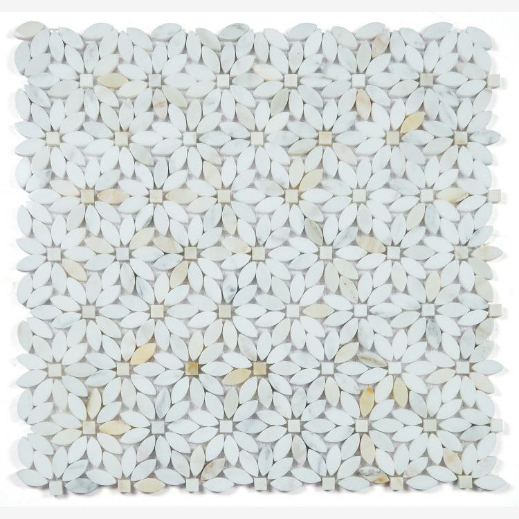 Calacatta Gold Mini Daisy Marble Mosaic Tile