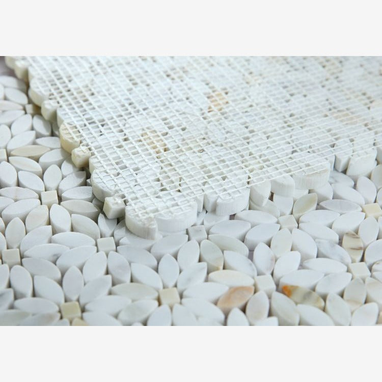 Altessa Calacatta Gold 12x13 Mini Daisy Marble Mosaic Tile Polished - view 3