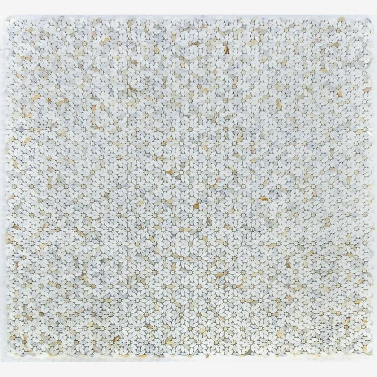 Altessa Calacatta Gold 12x13 Mini Daisy Marble Mosaic Tile Polished - view 4