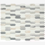Load image into Gallery viewer, Carrara White &amp; Blue Elongated Hexagon Marble Mosaic
