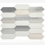 Load image into Gallery viewer, Carrara White &amp; Blue Elongated Hexagon Marble Mosaic
