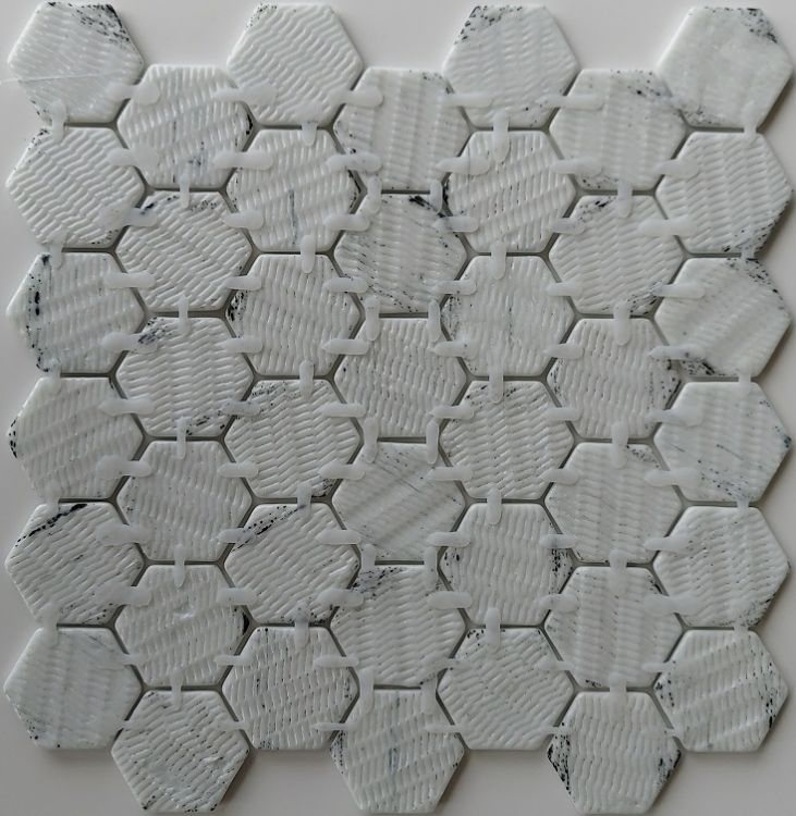 Aquatic Onyx Blue Hexagon Glass Mosaic Tile