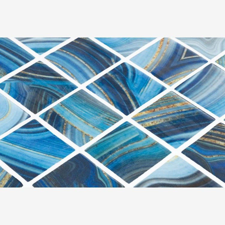 Aquatic Penta Onyx Blue Glass 12.25x12.25 Mosaic Tile