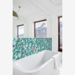 Load image into Gallery viewer, Aquatic Penta Onyx Teal Glass Mosaic Tile
