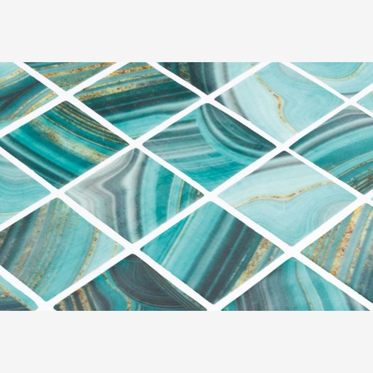 Aquatic Penta Onyx Teal Glass Mosaic Tile