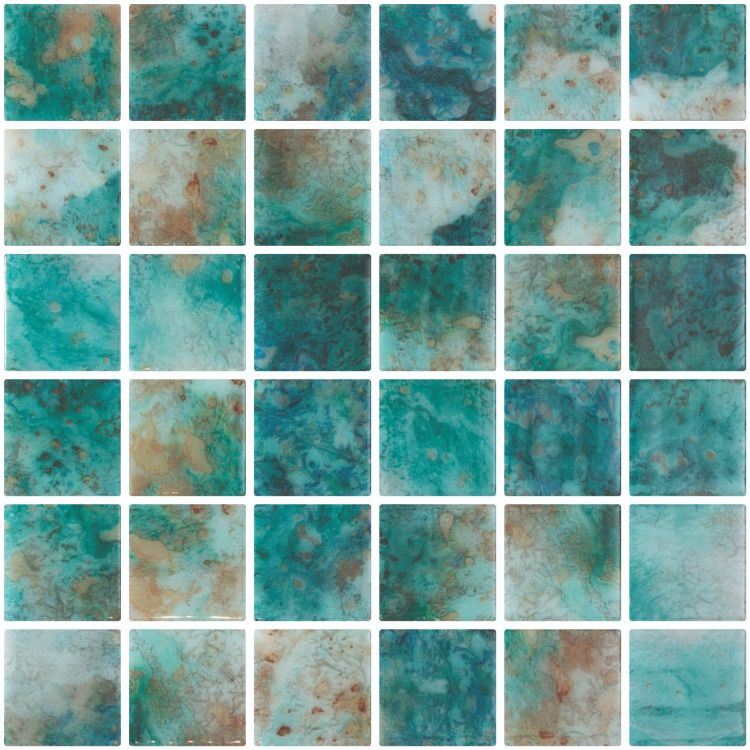 Aquatic Penta Green Glass 12.25x12.25 Mosaic Tile