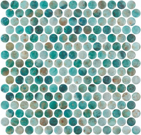 Aquatic Penny Green Glass Mosaic Tile – Tilezz