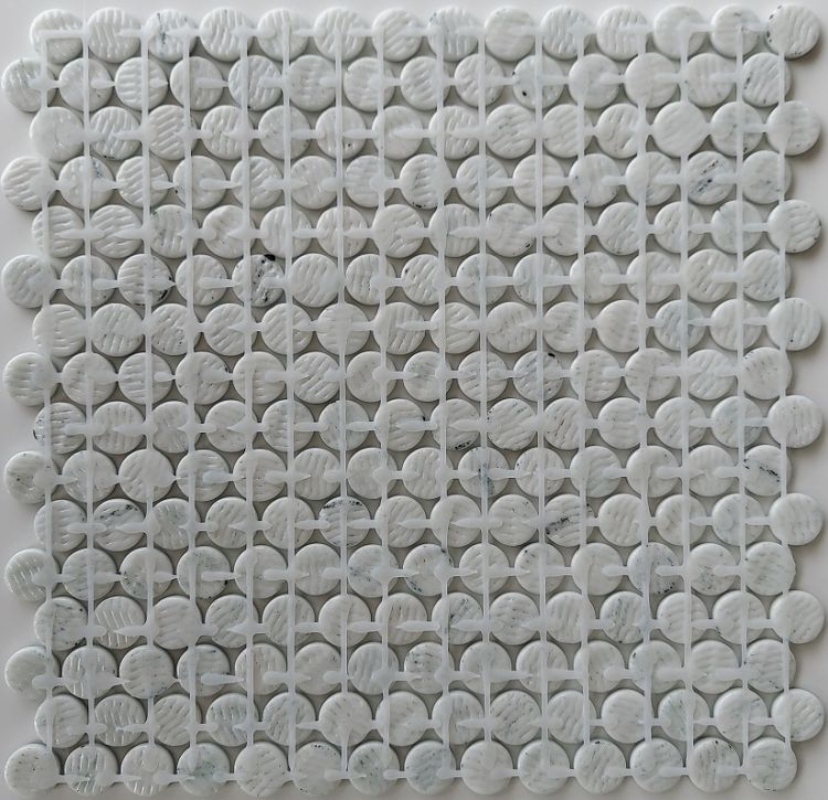 Aquatic Penny Bluish Gray Glass 11.25x11.25 Mosaic Tile