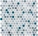 Load image into Gallery viewer, Aquatic Penny Bluish Gray Glass Mosaic Tile
