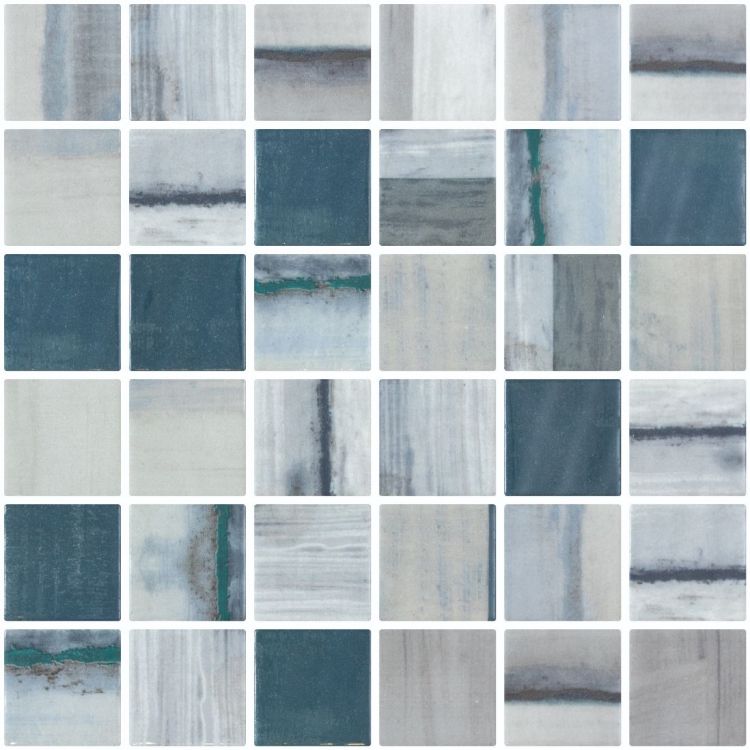 Aquatic Penta Bluish Gray Glass 12.25x12.25 Mosaic Tile