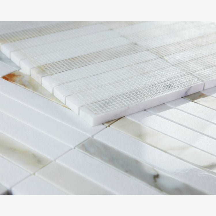 Enclave Calacatta Long 11.75x11.75 Polished Marble Mosaic Tile