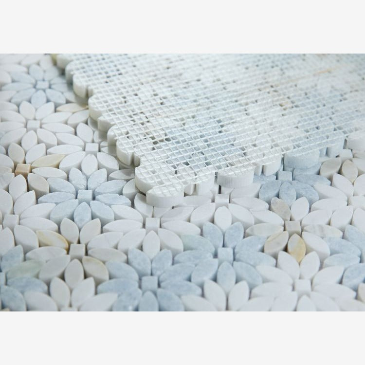 Azul Celeste Mini Daisy 12.5x12.75 Marble Polished Mosaic Tile