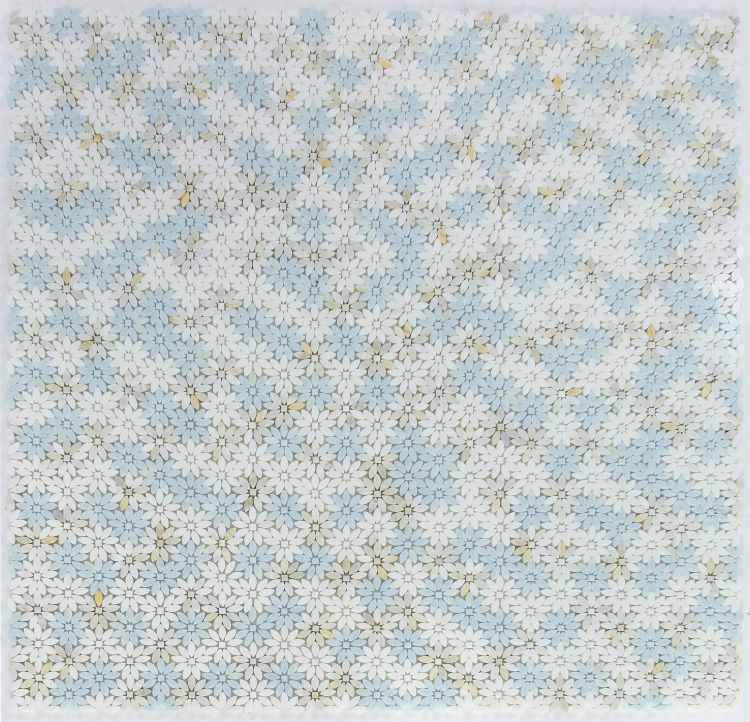 Azul Celeste Mini Daisy 12.5x12.75 Marble Polished Mosaic Tile