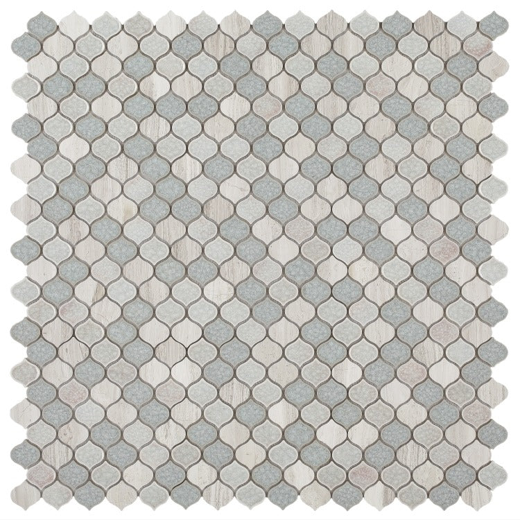 Luxor Flare Arabesque Crackled Glass Mosaic Tile