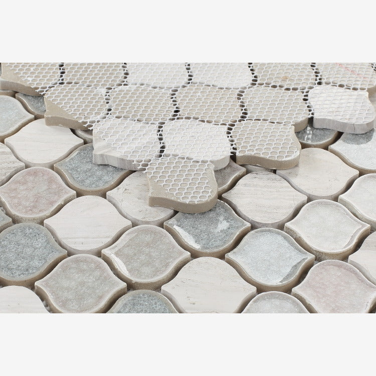 Luxor Flare Arabesque Crackled Glass Mosaic Tile