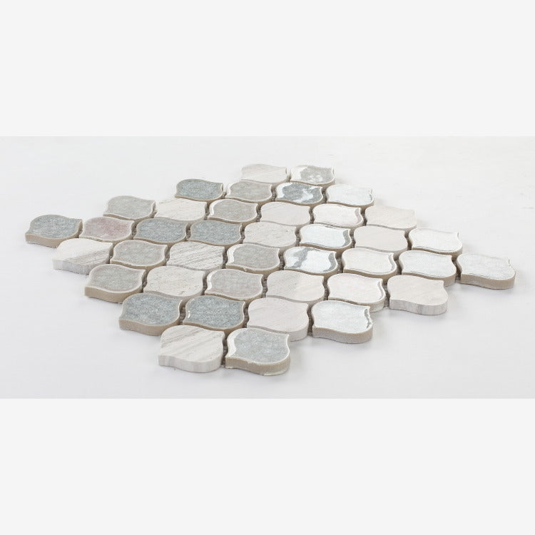 Luxor Flare Arabesque Crackled Glass Mosaic Tile