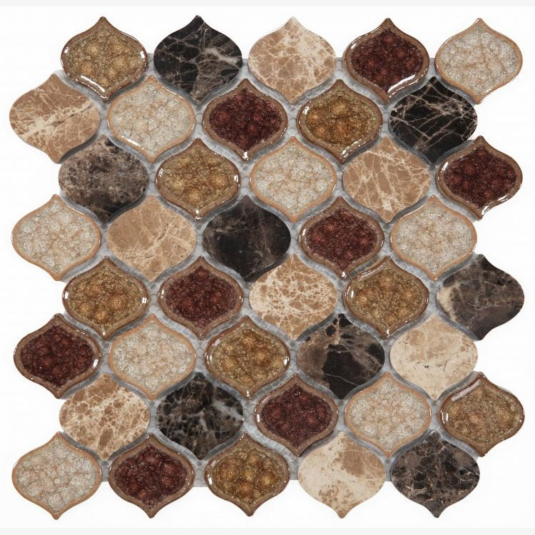 Luxor Princess Arabesque Crackled Glass Mosaic Tile