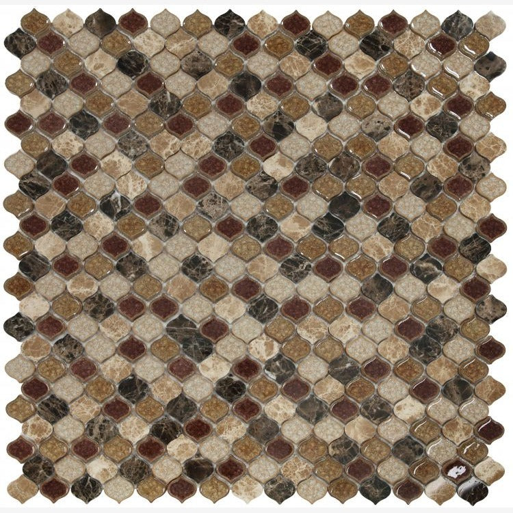 Luxor Princess Arabesque Crackled Glass Mosaic Tile