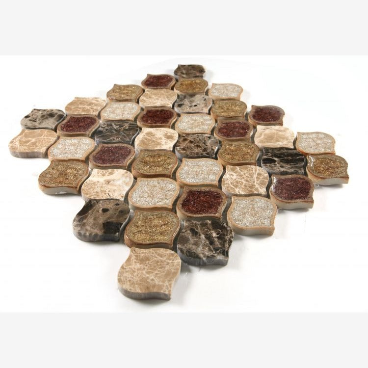 Luxor Princess Arabesque Crackled Glass Mosaic Tile