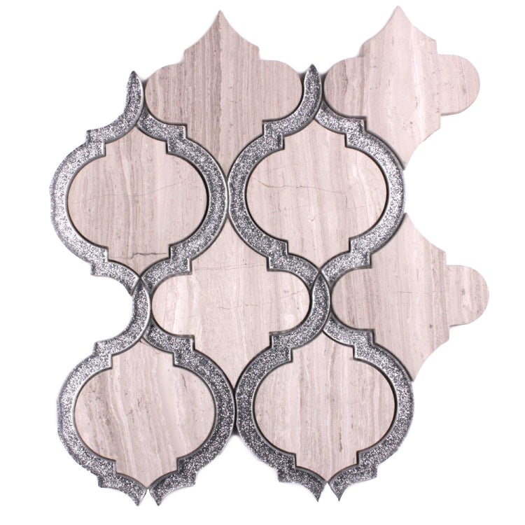 Lexi Crystal Grey Lantern Arabesque Mosaic Tile