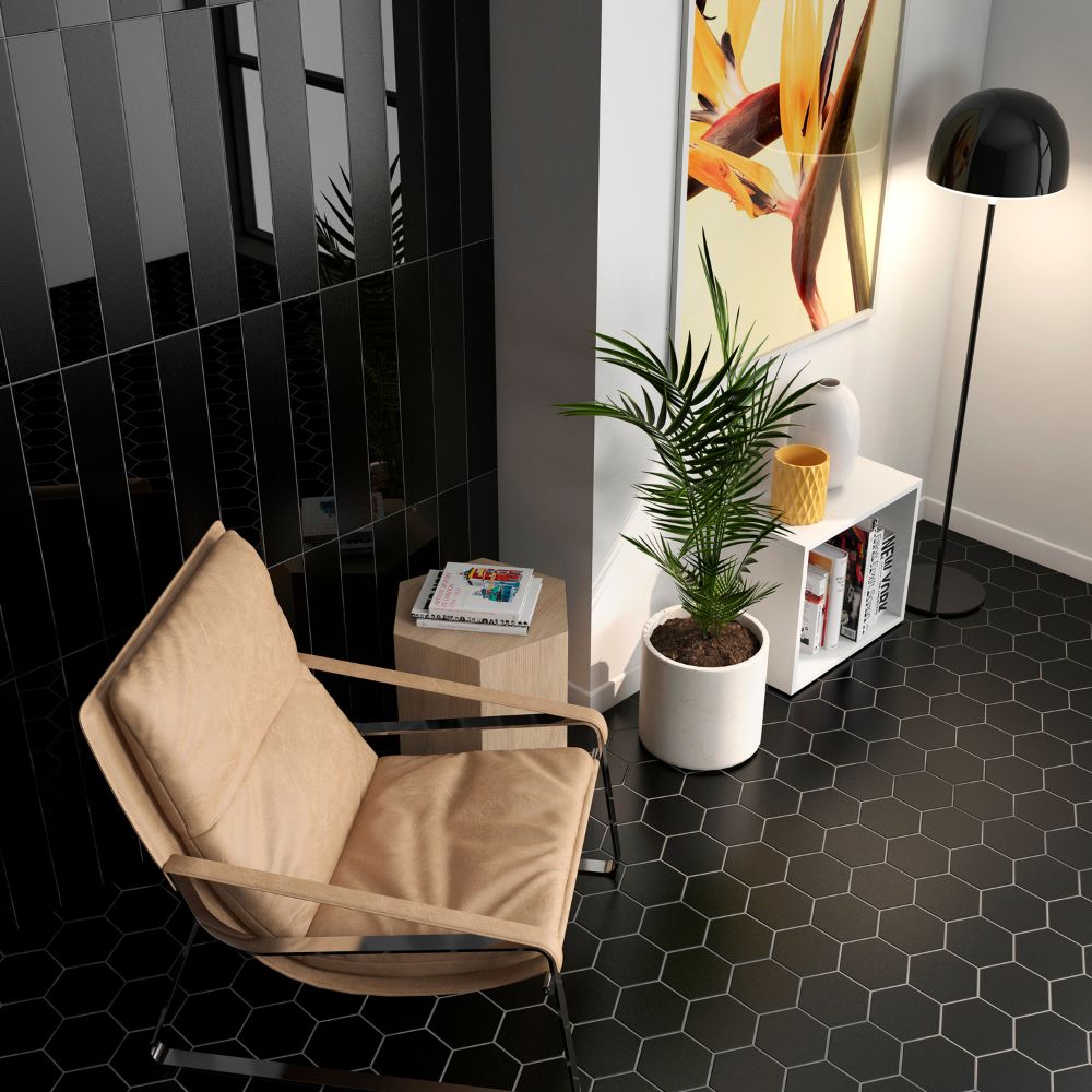Venice Black 2x10 Glossy/Matte Ceramic Subway Tile