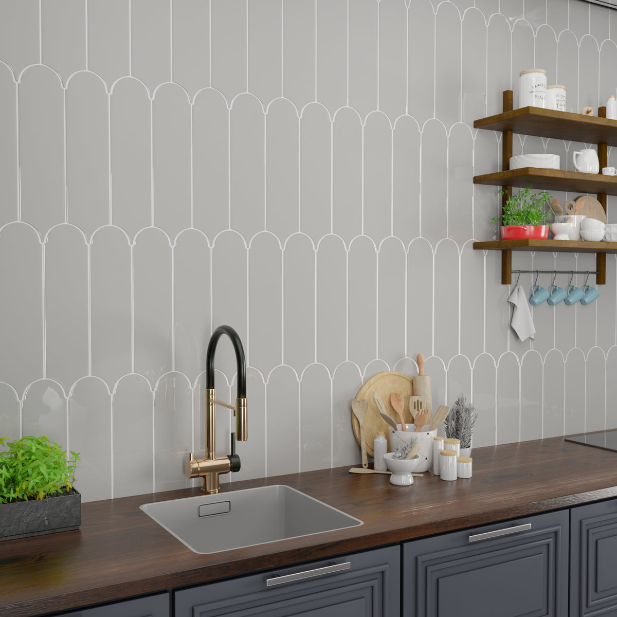 Doncaster Slate Falcon 3x12 Scallop Glossy Ceramic Tile