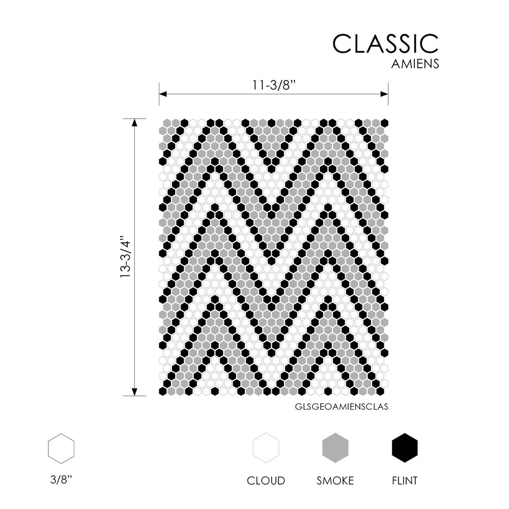 Amiens Classic 11-3/8x13-3/4 Glass Tile Matte