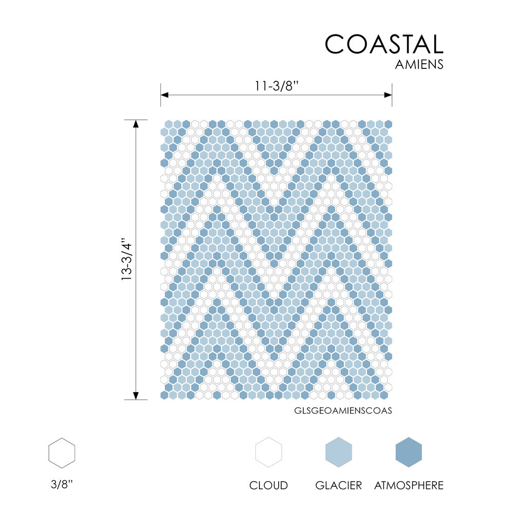 Amiens Coastal 11-3/8x13-3/4 Glass Tile Matte