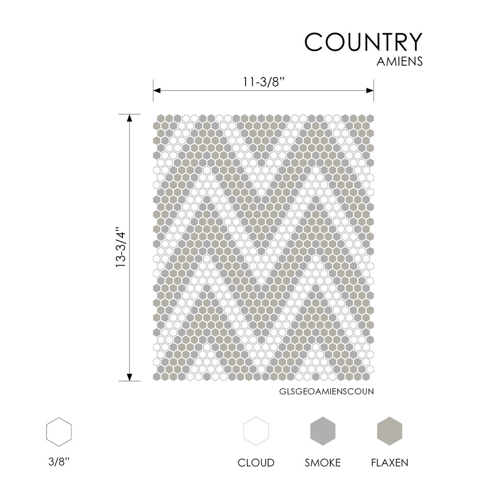 Amiens Country 11-3/8x13-3/4 Glass Tile Matte
